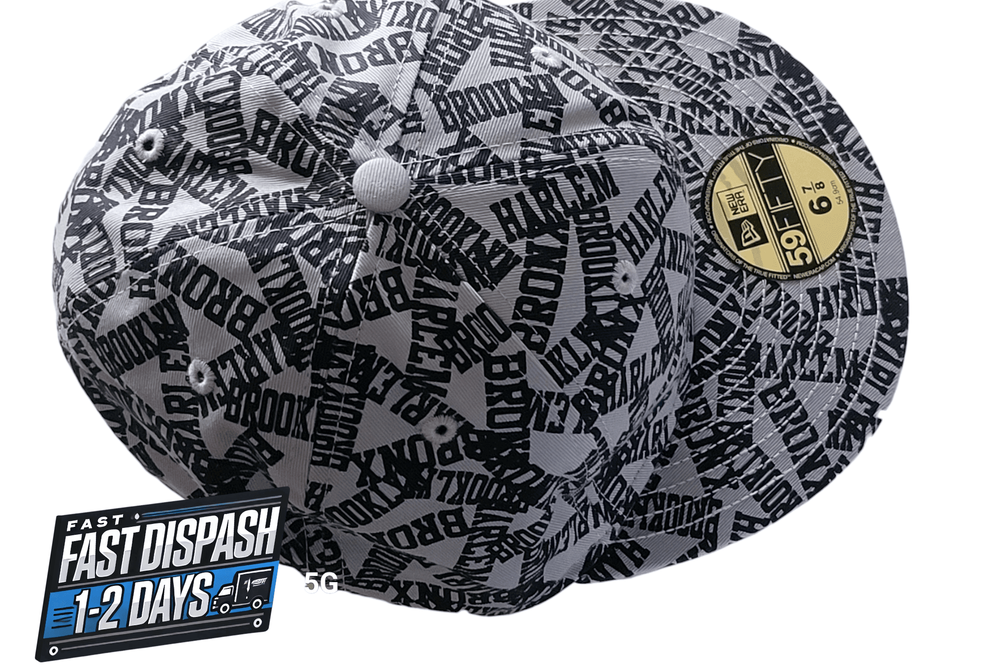 New Era Fitted Cap 59FIFTY Projekts NYC Gray Graphic Pattern Size 6 7/8 Cotton - USASTARFASHION