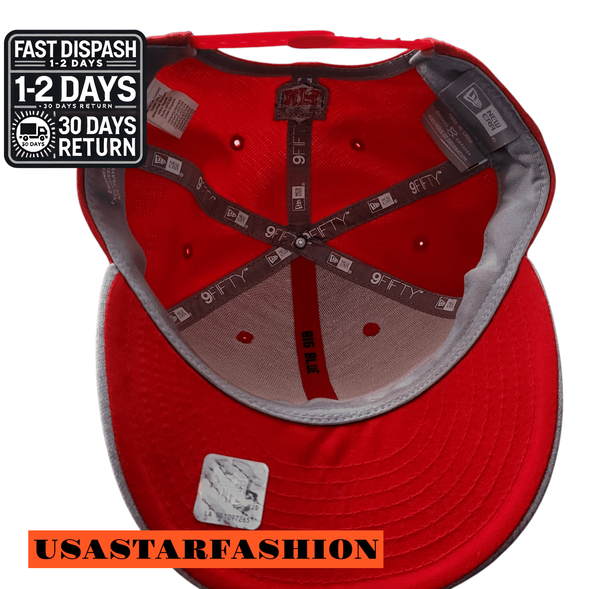 New Era NFL Giants Snapback Cap - Red & Gray Adjustable Size S/M - Officially Licensed 9FIFTY - USASTARFASHION