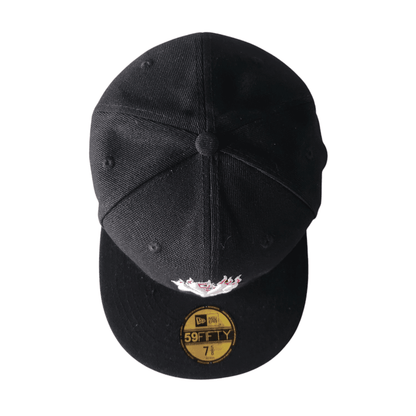 New York Yankees Fitted Cap 59FIFTY - Black with Reflective Multicolor Logo, Size 7 5/8 - USASTARFASHION