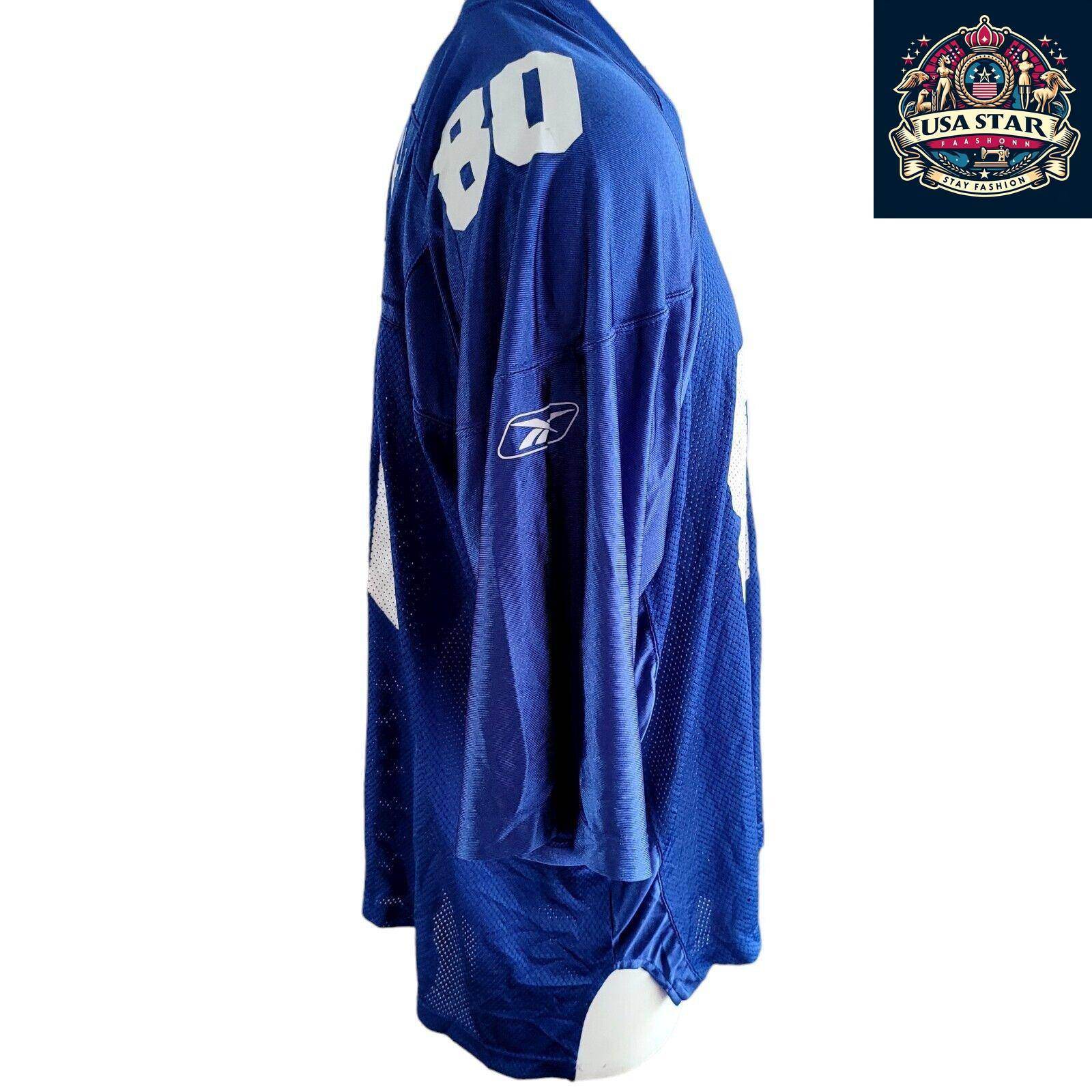 NFL New York Giants Reebok Jeremy Shockey 80 Jersey 2XL - Vintage Retro Blue with White Accents - USASTARFASHION