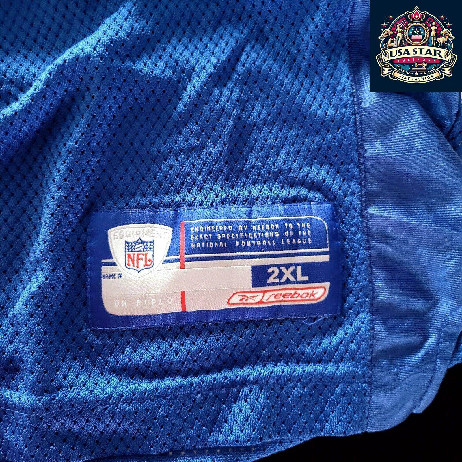 NFL New York Giants Reebok Jeremy Shockey 80 Jersey 2XL - Vintage Retro Blue with White Accents - USASTARFASHION
