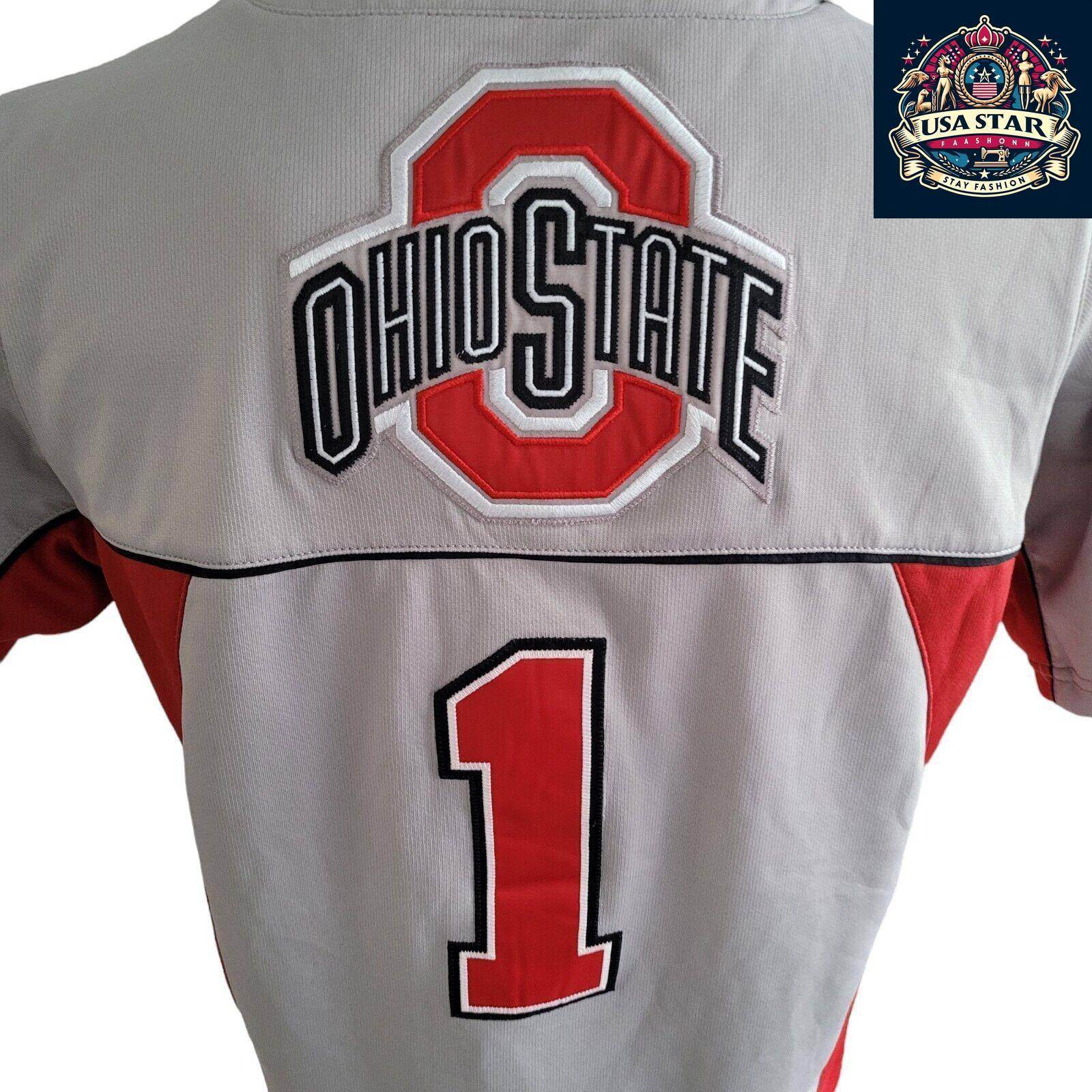 Nike Men's Sweatshirt M Grey Red Ohio State Logo Dry Fit - Comfortable Casual Activewear - USASTARFASHION