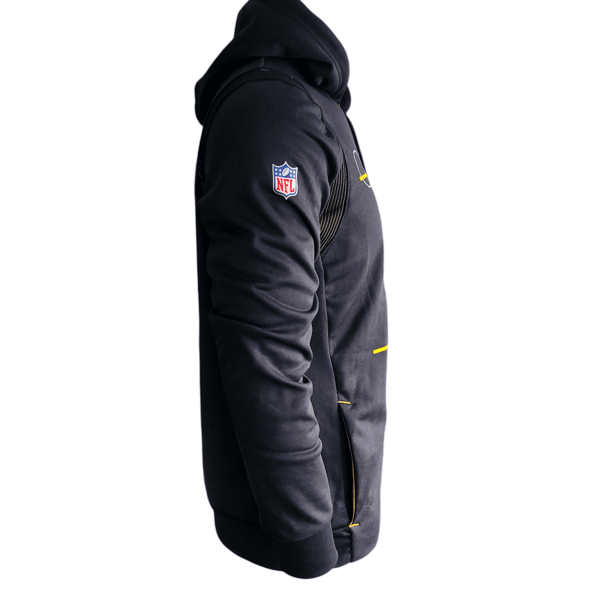 Pittsburgh Steelers Hoodie by Nike, Dri - FIT Technology, Small, Black with Zipped Pockets - USASTARFASHION