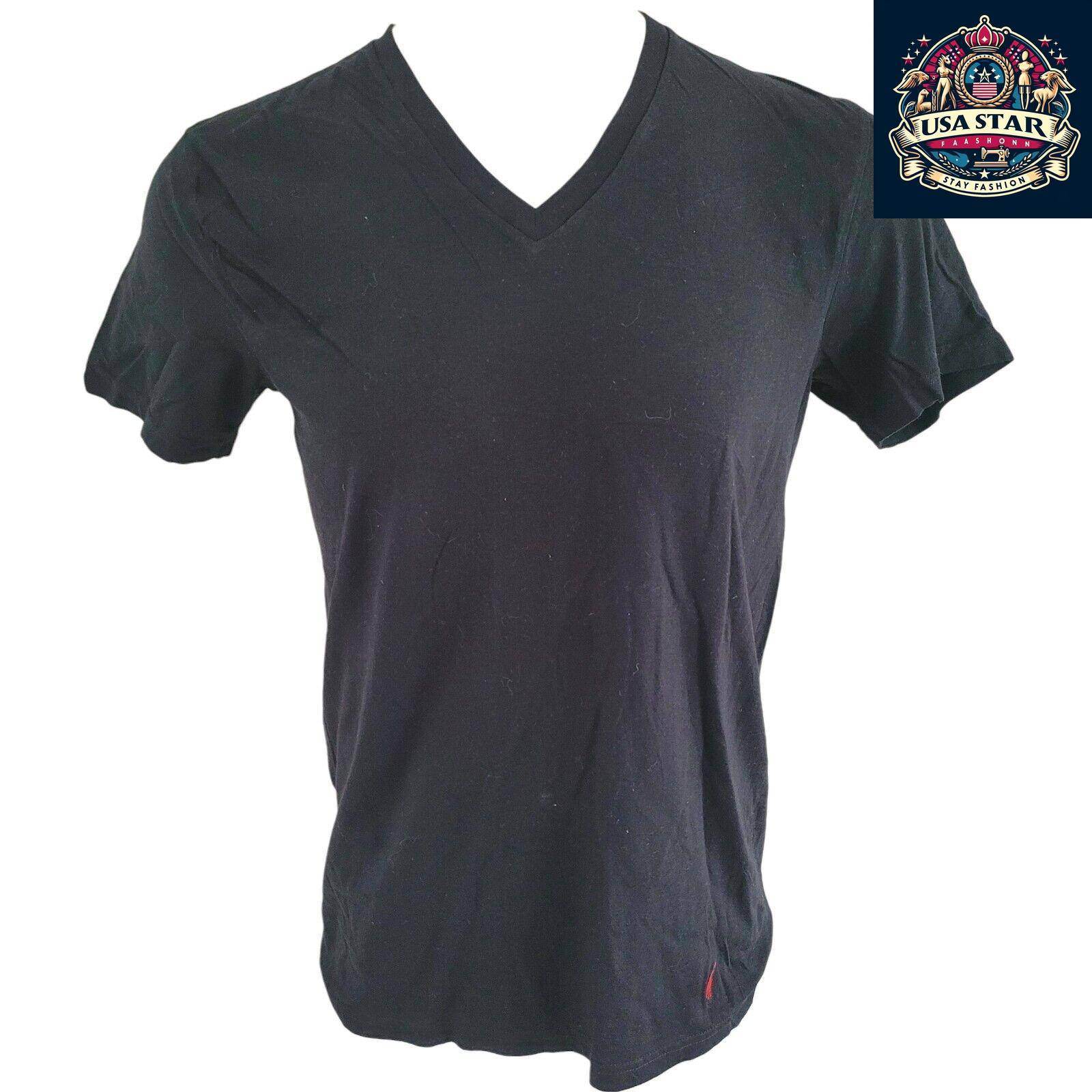 Polo Ralph Lauren Black V - Neck T-Shirt M - 100% Cotton, Iconic Logo, Comfortable Fit - USASTARFASHION