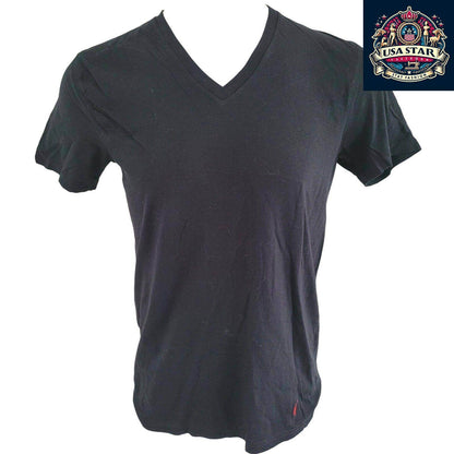 Polo Ralph Lauren Black V - Neck T-Shirt M - 100% Cotton, Iconic Logo, Comfortable Fit - USASTARFASHION
