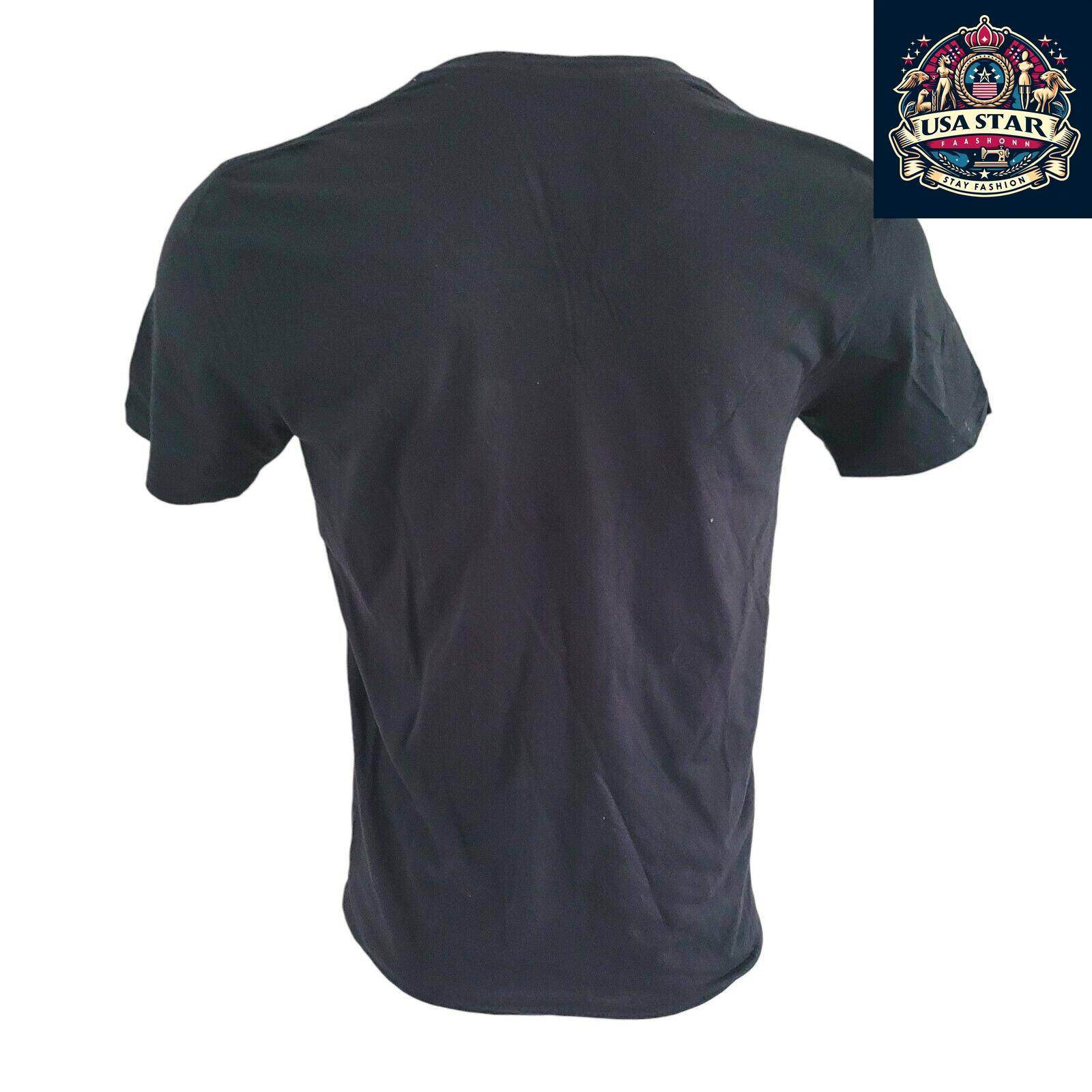 Polo Ralph Lauren Black V - Neck T-Shirt M - 100% Cotton, Iconic Logo, Comfortable Fit - USASTARFASHION