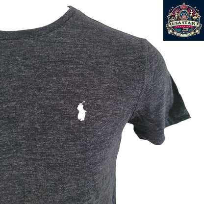 Polo Ralph Lauren Crew Neck T-Shirt Size S, Soft Cotton, Classic Fit, Light Black Color - USASTARFASHION
