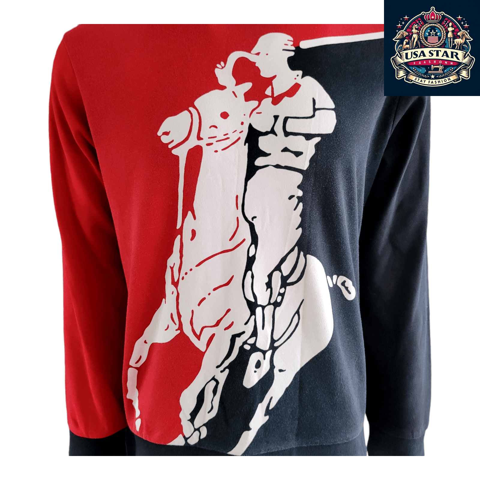 Polo Ralph Lauren Sweatshirt Men's Performance Crew in Red/Black with Big Pony Logo, Moisture - Wicking - USASTARFASHION
