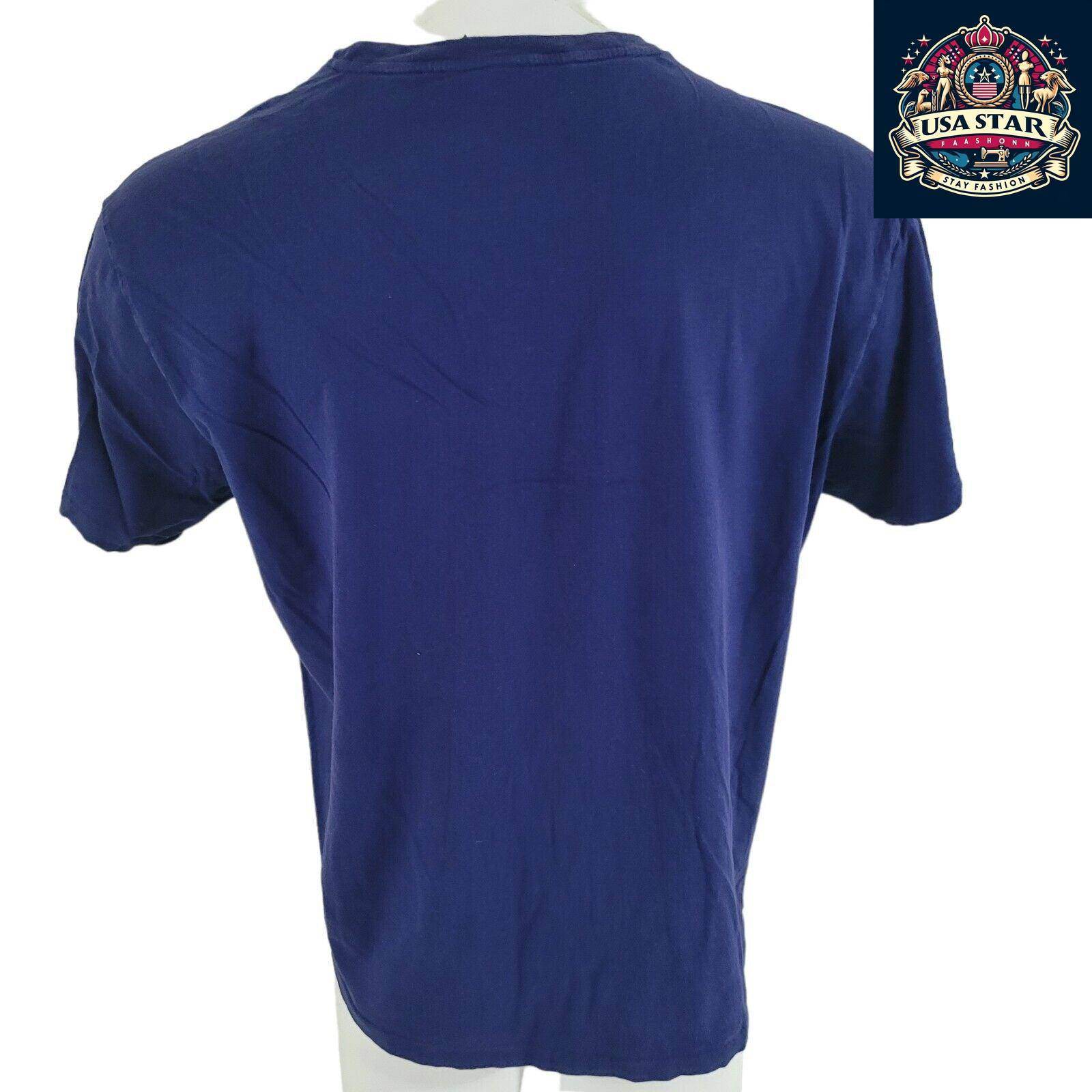 Polo Ralph Lauren T-Shirt L Navy Blue Cotton, Iconic Logo, Vintage Condition, Crew Neck Style - USASTARFASHION