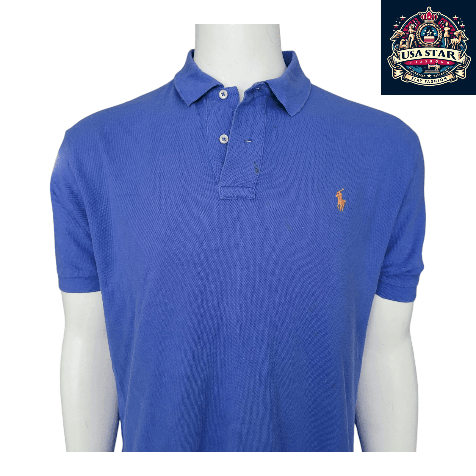 Ralph Lauren Men's Blue Polo Shirt Classic Fit Size L Short Sleeve 100% Cotton Casual Wear - USASTARFASHION