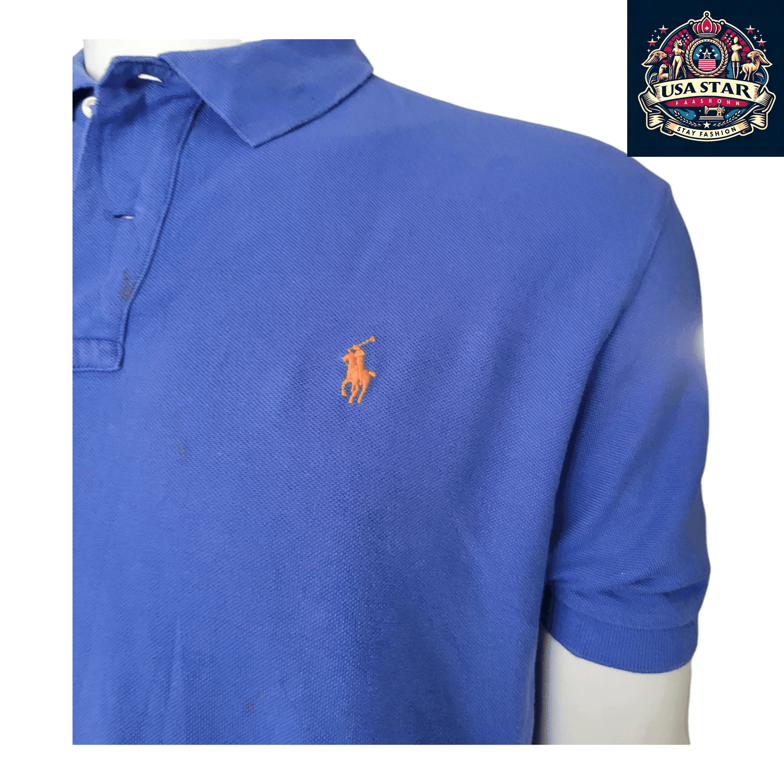 Ralph Lauren Men's Blue Polo Shirt Classic Fit Size L Short Sleeve 100% Cotton Casual Wear - USASTARFASHION