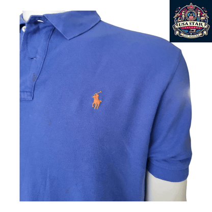 Ralph Lauren Men's Blue Polo Shirt Classic Fit Size L Short Sleeve 100% Cotton Casual Wear - USASTARFASHION