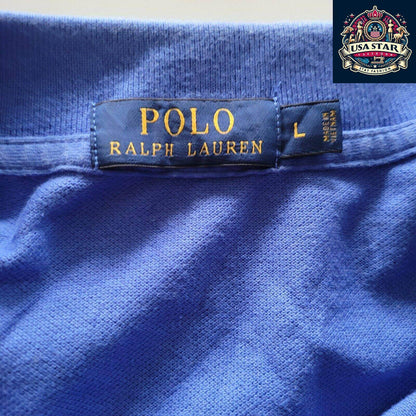 Ralph Lauren Men's Blue Polo Shirt Classic Fit Size L Short Sleeve 100% Cotton Casual Wear - USASTARFASHION