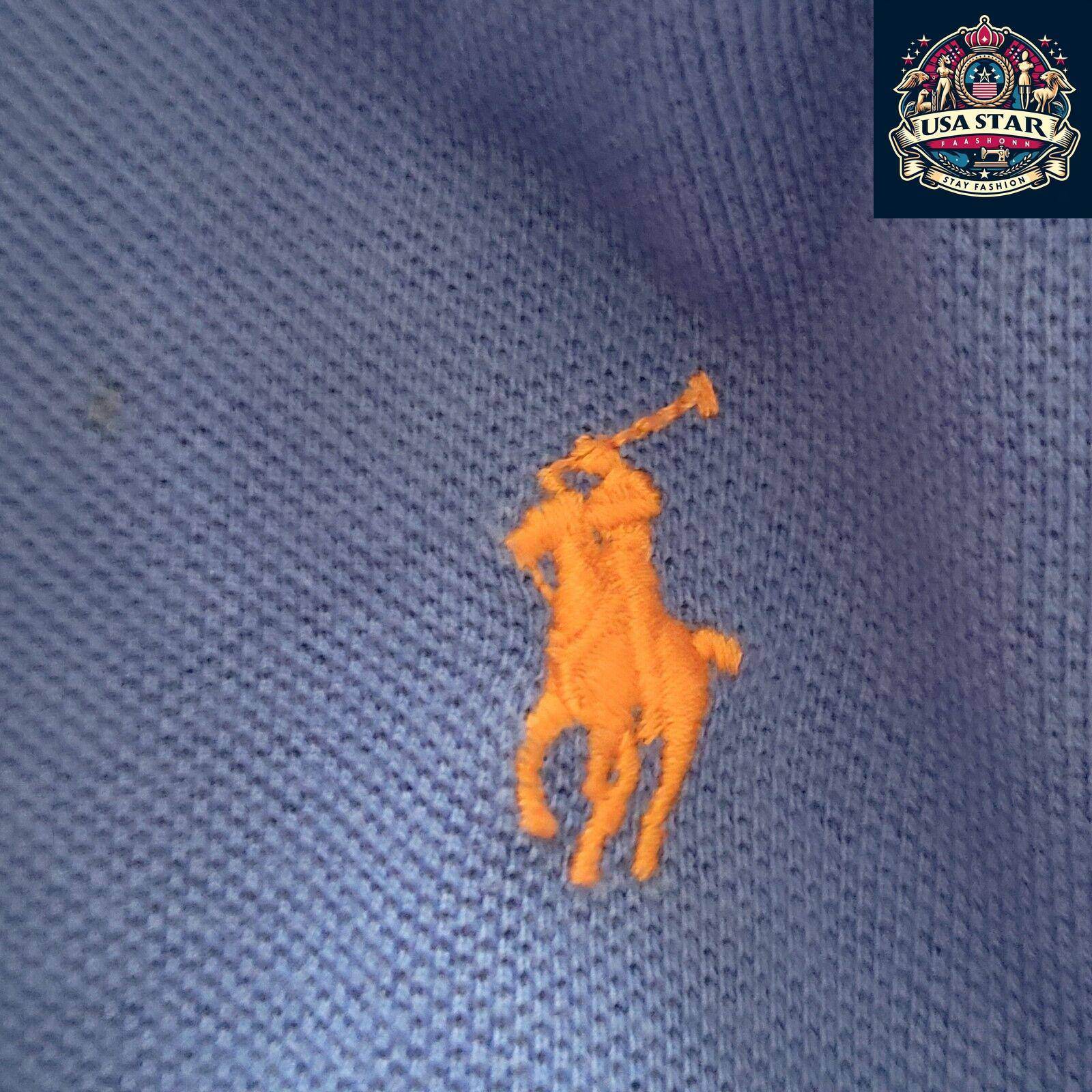 Ralph Lauren Men's Blue Polo Shirt Classic Fit Size L Short Sleeve 100% Cotton Casual Wear - USASTARFASHION
