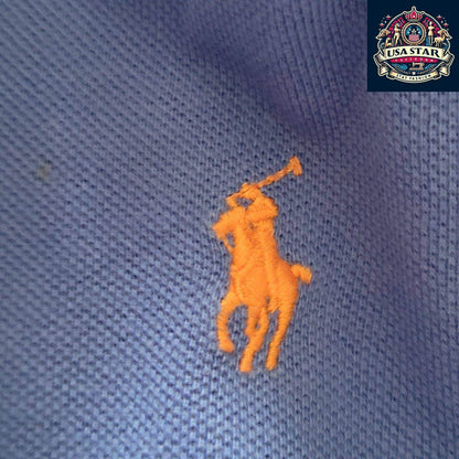 Ralph Lauren Men's Blue Polo Shirt Classic Fit Size L Short Sleeve 100% Cotton Casual Wear - USASTARFASHION