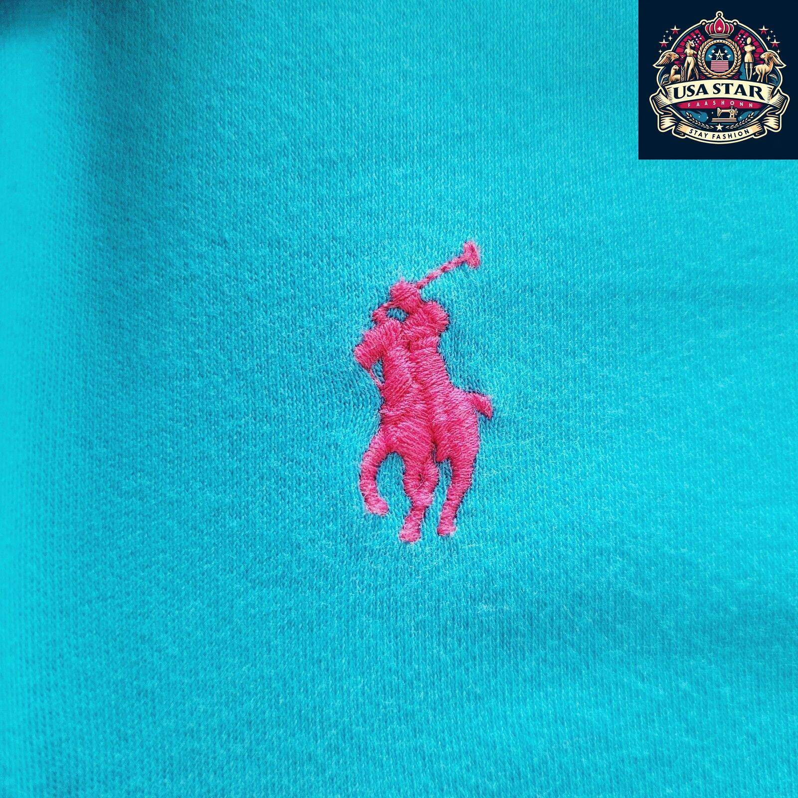 Ralph Lauren Men's Custom Fit Polo Shirt Turquoise Size M 100% Cotton Short Sleeve - USASTARFASHION