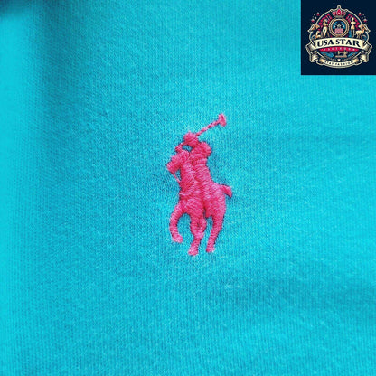 Ralph Lauren Men's Custom Fit Polo Shirt Turquoise Size M 100% Cotton Short Sleeve - USASTARFASHION