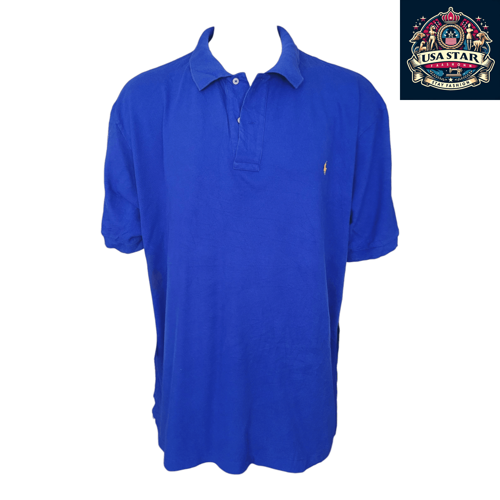 Ralph Lauren Men's Polo Shirt Classic Fit Blue Size L Short Sleeve Premium Cotton Blend - USASTARFASHION