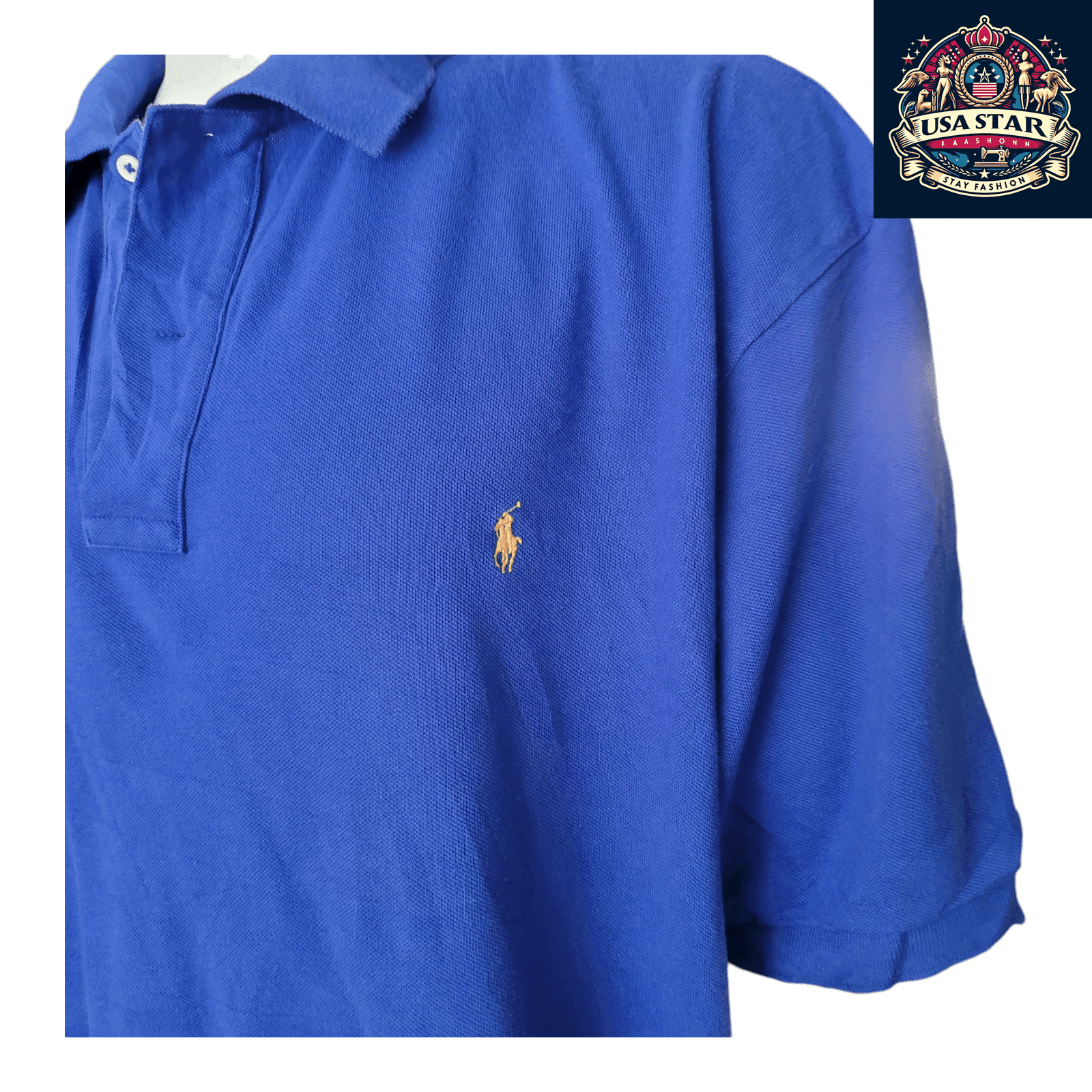 Ralph Lauren Men's Polo Shirt Classic Fit Blue Size L Short Sleeve Premium Cotton Blend - USASTARFASHION