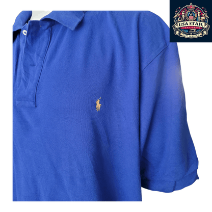 Ralph Lauren Men's Polo Shirt Classic Fit Blue Size L Short Sleeve Premium Cotton Blend - USASTARFASHION