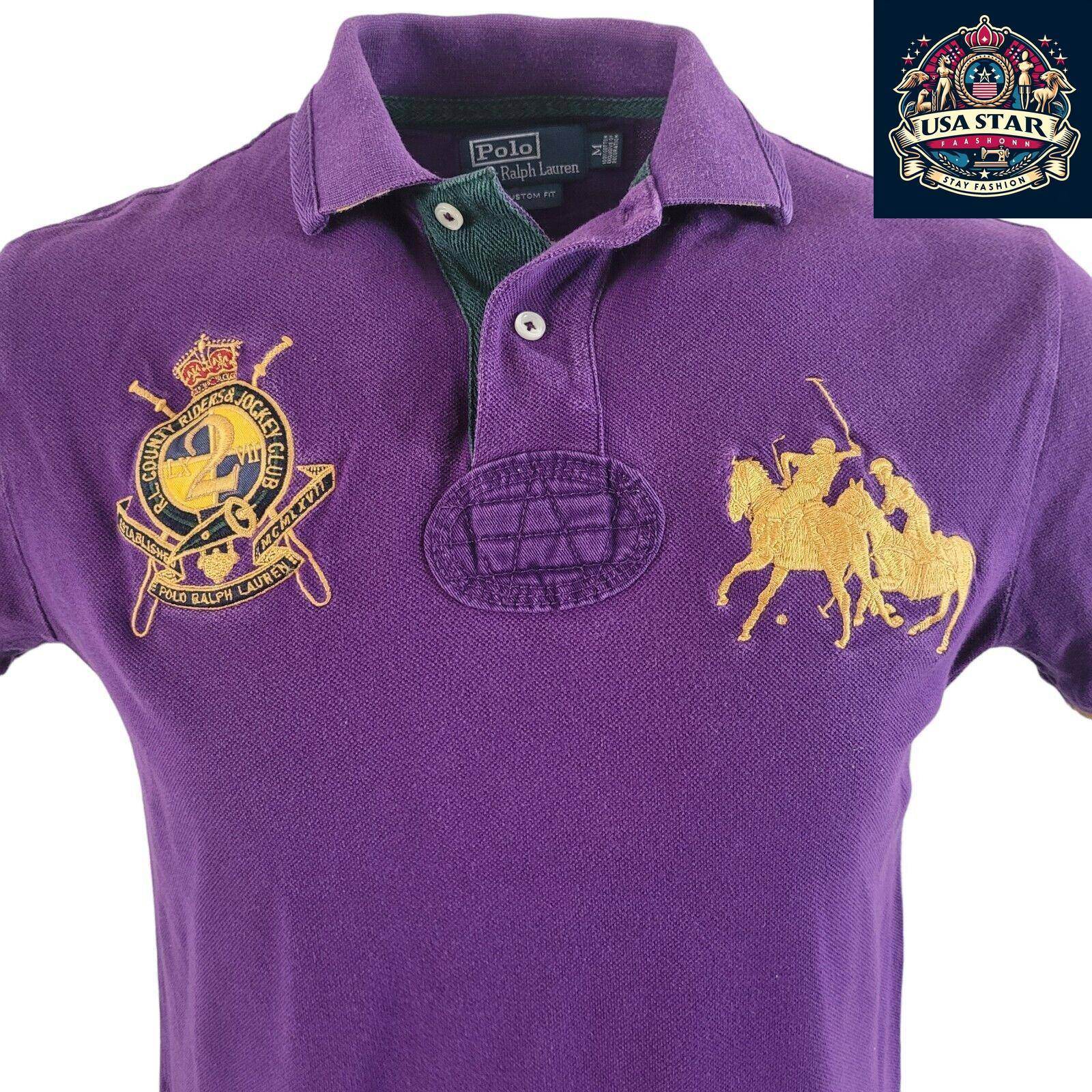 Ralph Lauren Polo Shirt MCMLXVII Men's Purple 100% Cotton Size M - Custom Fit & Stylish Design - USASTARFASHION