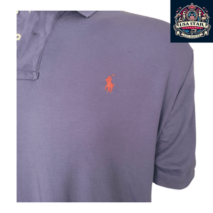 Ralph Lauren Polo Shirt Men's Purple Classic Fit Size L 100% Cotton Short Sleeve Casual Wear - USASTARFASHION