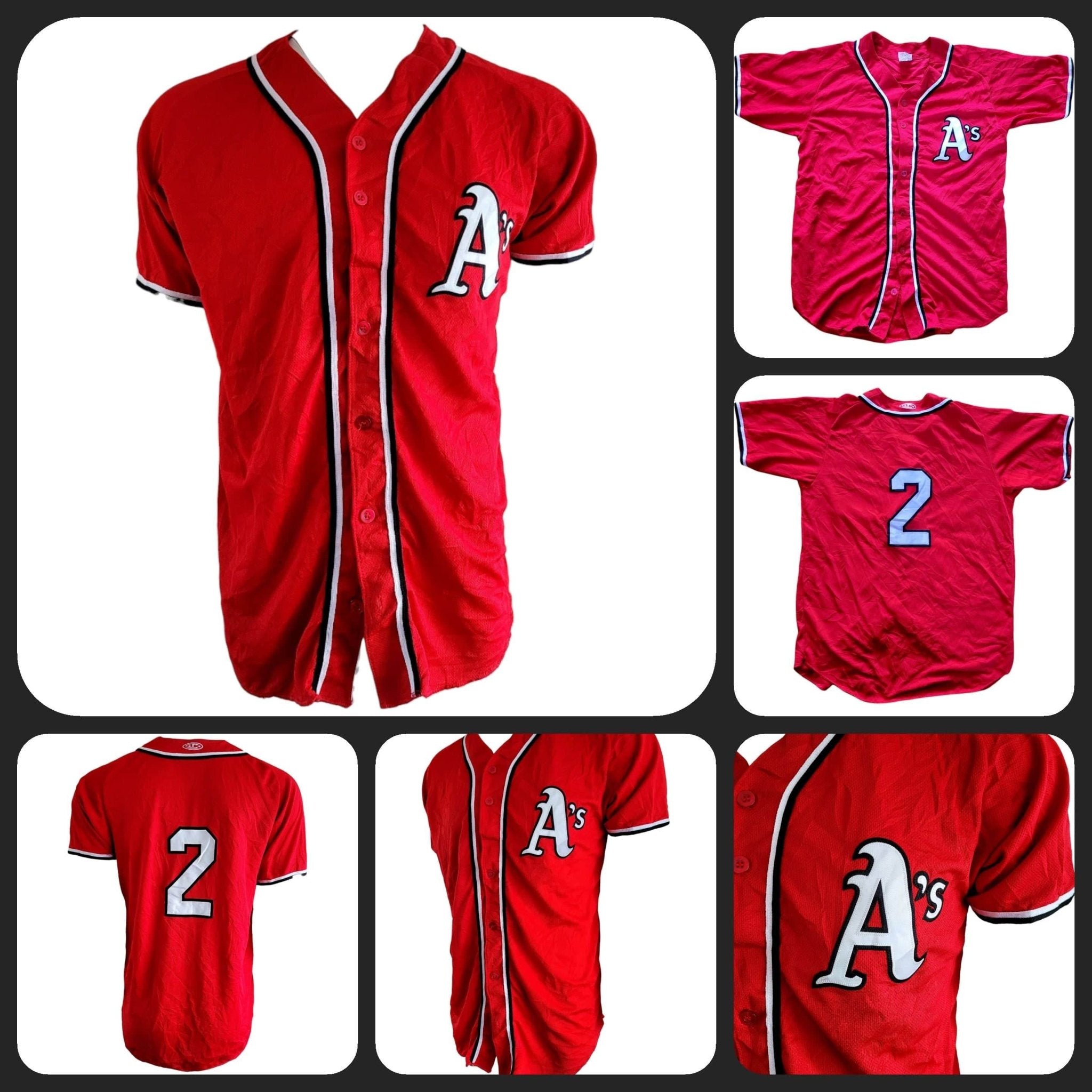 Red A’s Majestic Athletic Jersey - Men’s Medium 2, 100% Polyester, Used, Made in Canada - USASTARFASHION