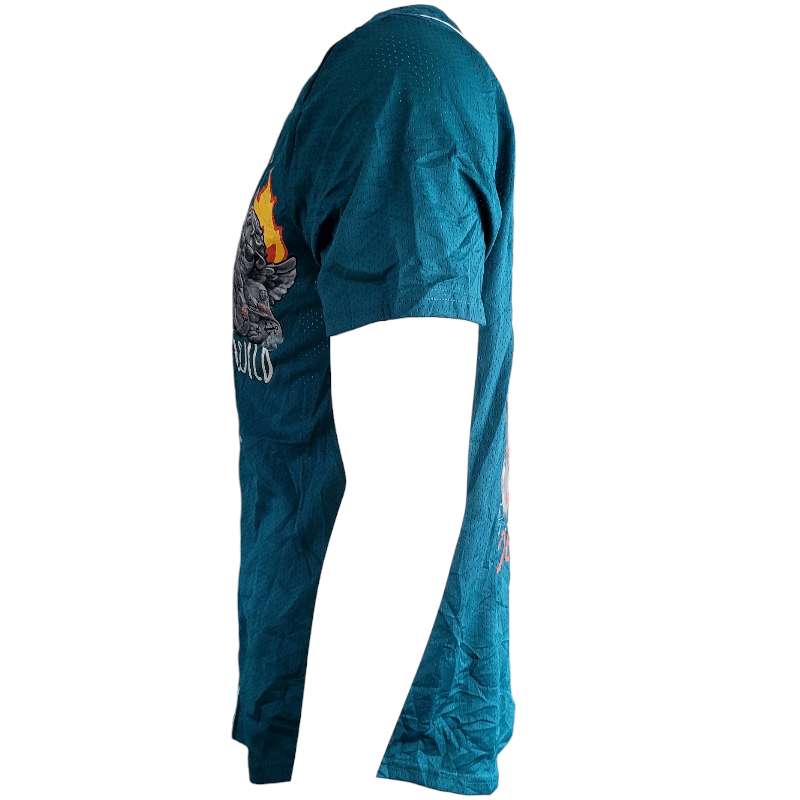 Rue21 Teal Button - Up Jersey - "Love Wild" Graphic Design | Medium Size Jersey for Trendy Style - USASTARFASHION