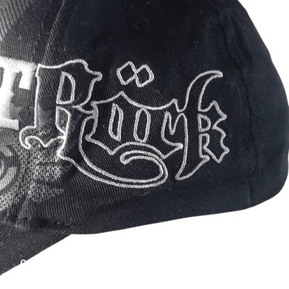 Saltrock Snapback Cap - Black Elastic - Fit With Embroidered Gothic Script Logo, One Size Fits Most - USASTARFASHION