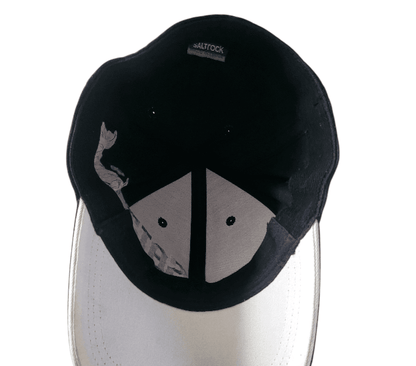 Saltrock Snapback Cap - Black Elastic - Fit With Embroidered Gothic Script Logo, One Size Fits Most - USASTARFASHION