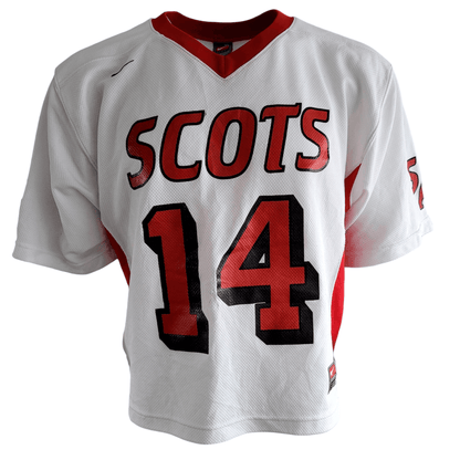 Scots Football Jersey 14 by Nike, XL Unisex, White & Red, Shorter Length Design, 100% Polyester - USASTARFASHION