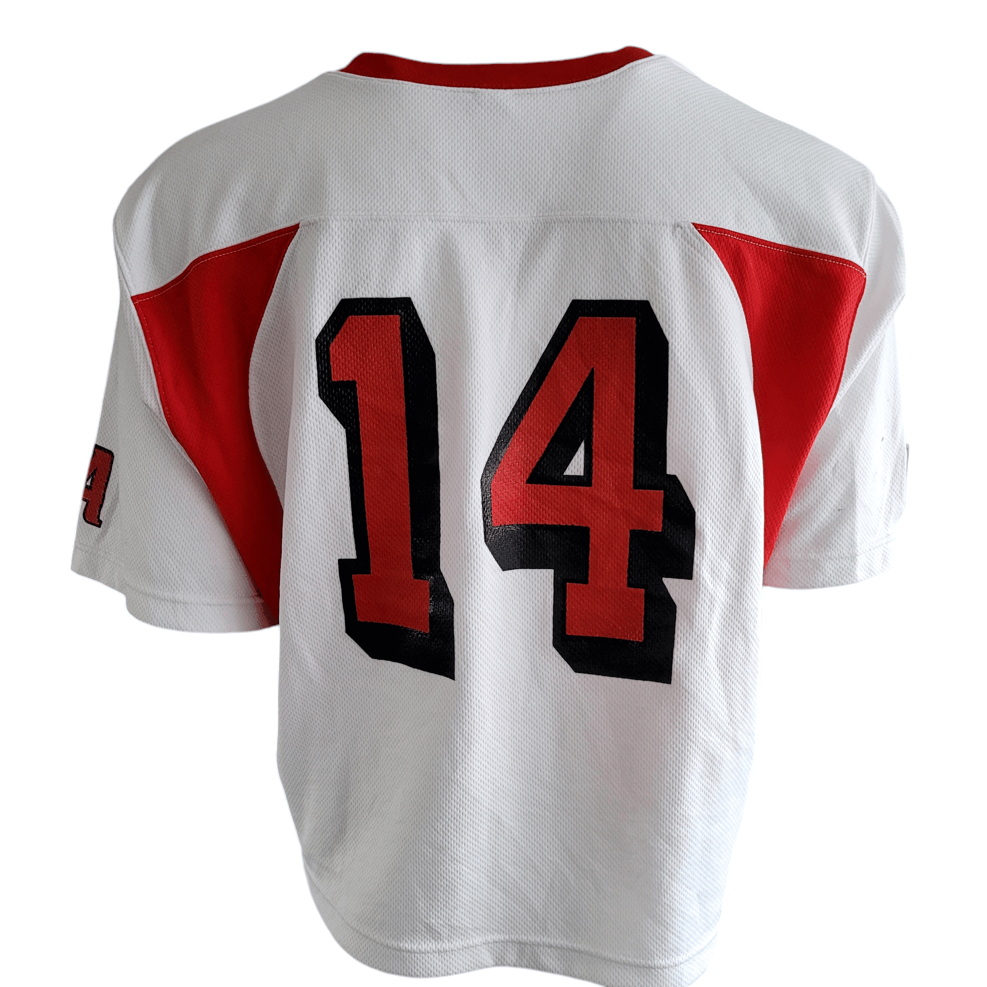 Scots Football Jersey 14 by Nike, XL Unisex, White & Red, Shorter Length Design, 100% Polyester - USASTARFASHION