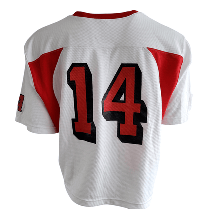 Scots Football Jersey 14 by Nike, XL Unisex, White & Red, Shorter Length Design, 100% Polyester - USASTARFASHION