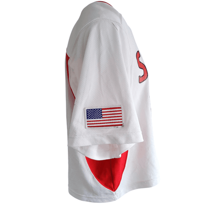 Scots Football Jersey 14 by Nike, XL Unisex, White & Red, Shorter Length Design, 100% Polyester - USASTARFASHION
