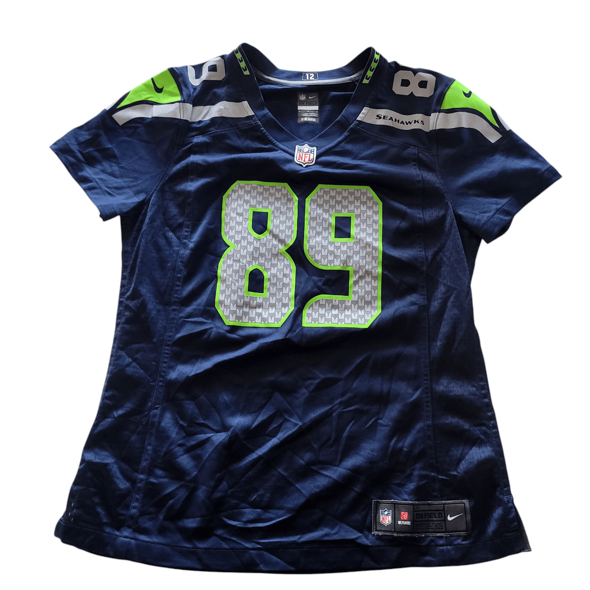 Seattle Seahawks Doug Baldwin Jersey 89 NFL On Field by Nike - Women's Medium, Navy Blue - USASTARFASHION