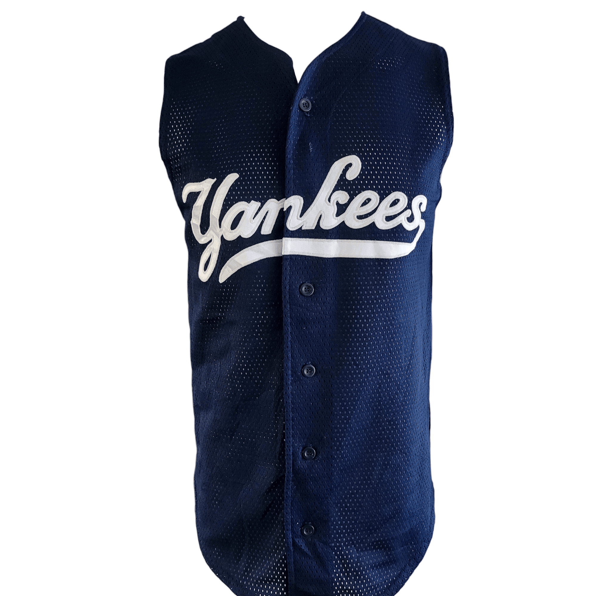 Teamwork Yankees Sleeveless Jersey - Navy Blue, Printed Design, Size Medium, Grade A Condition - USASTARFASHION