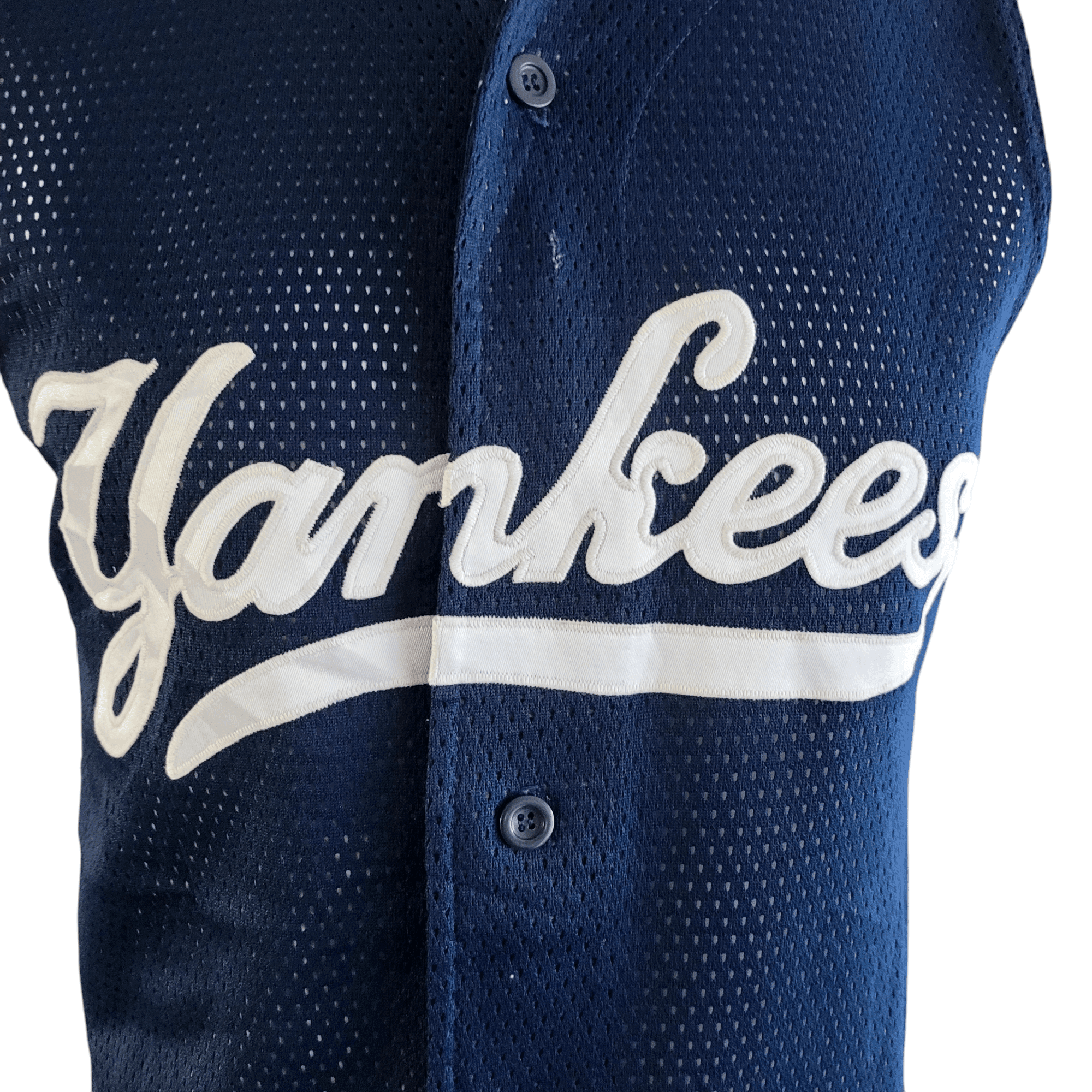 Teamwork Yankees Sleeveless Jersey - Navy Blue, Printed Design, Size Medium, Grade A Condition - USASTARFASHION