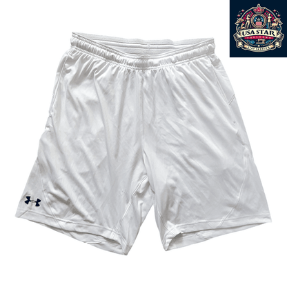 Under Armour White Athletic Shorts, Size Large, Elastic Waist, Pockets - USASTARFASHION