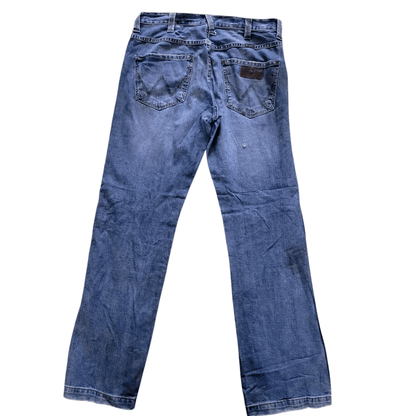 Used Wrangler Jeans Men's Alaska W34 L32 Straight Leg Blue - Grade B Condition - USASTARFASHION