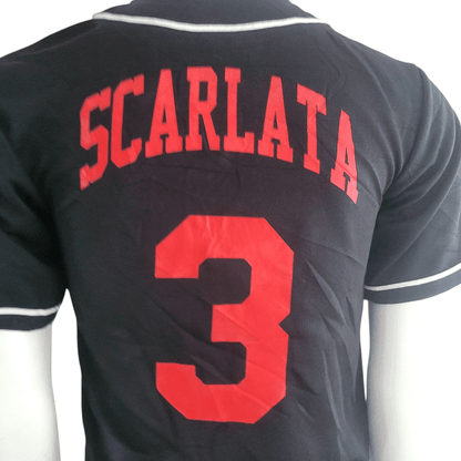 Vintage Baseball Jersey Scarlata 3 - Authentic Teamwork Athletic Apparel, Grade A Condition, Black & Red - USASTARFASHION