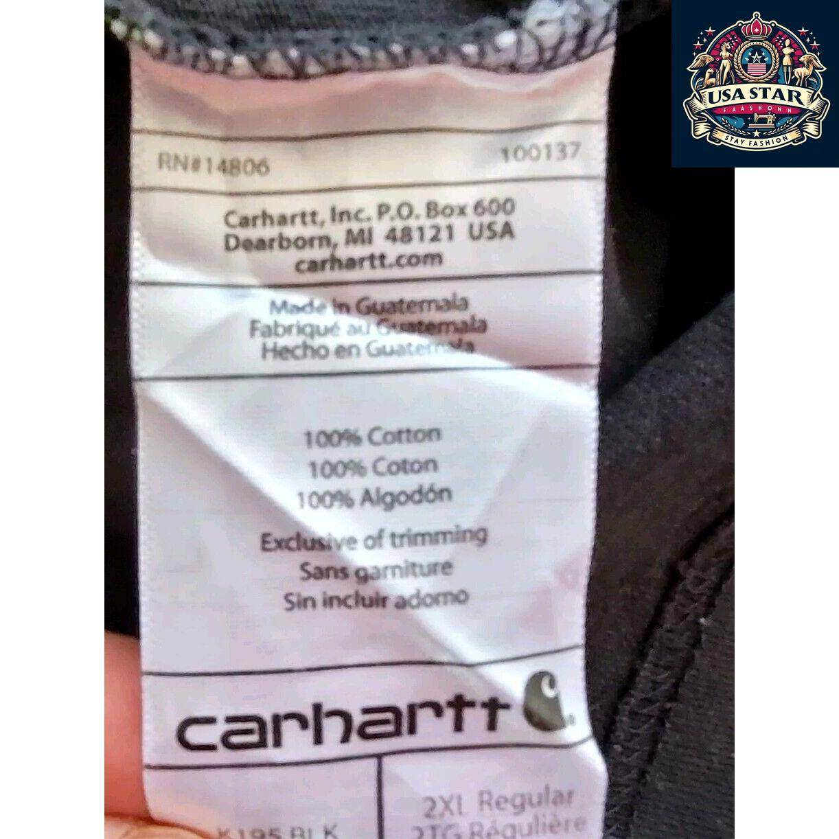 Vintage Carhartt Men's 2XL Charcoal Black Logo T-Shirt | Short Sleeve Cotton Tee - USASTARFASHION