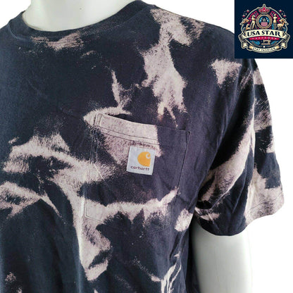 Vintage Carhartt Tie - Dye T-Shirt Navy Blue | Size L | Front Pocket Logo - USASTARFASHION
