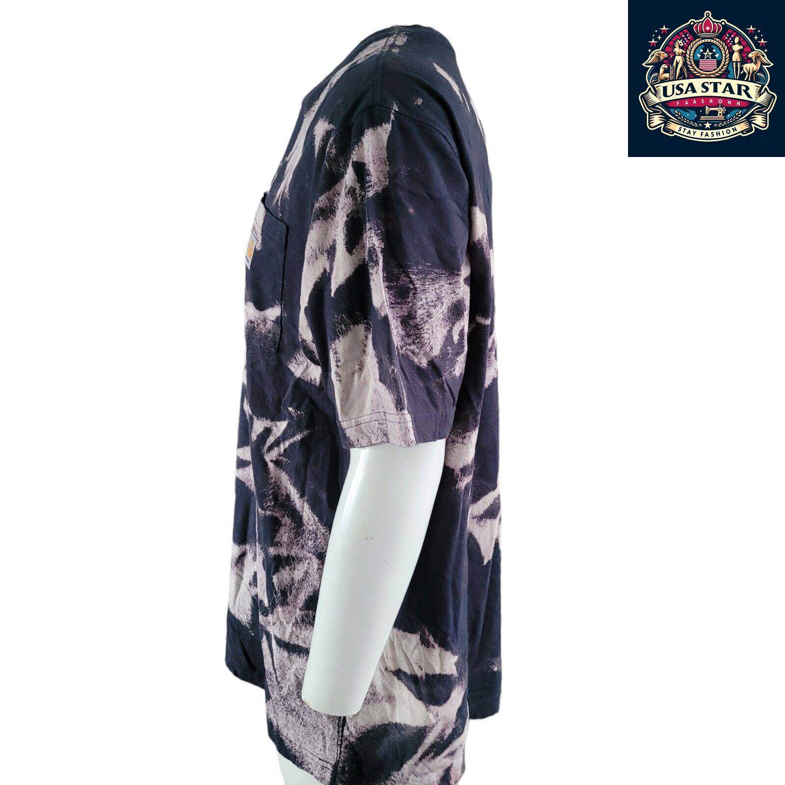 Vintage Carhartt Tie - Dye T-Shirt Navy Blue | Size L | Front Pocket Logo - USASTARFASHION