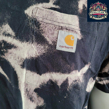 Vintage Carhartt Tie - Dye T-Shirt Navy Blue | Size L | Front Pocket Logo - USASTARFASHION