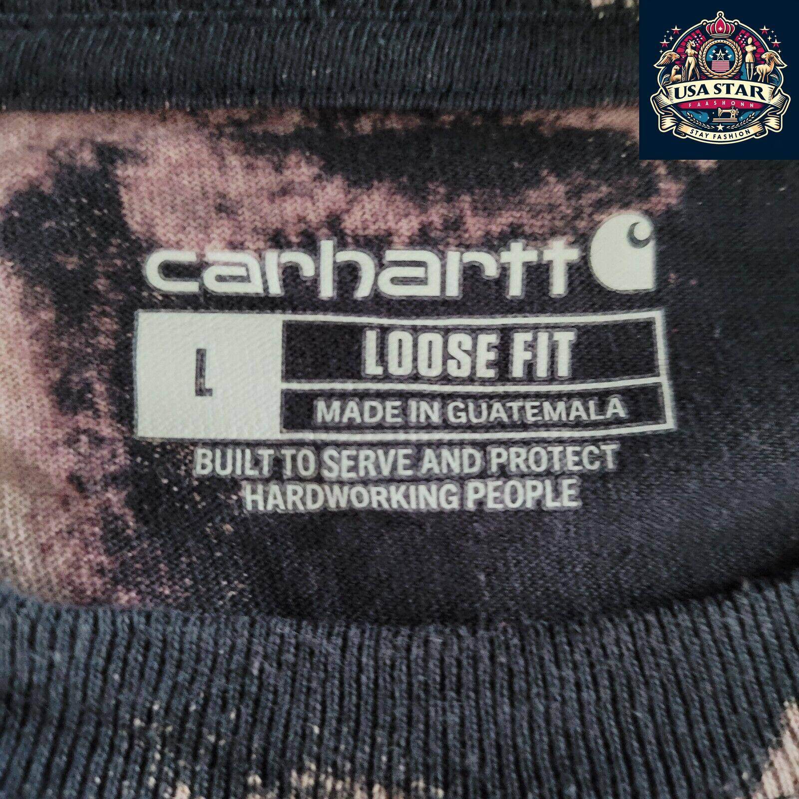 Vintage Carhartt Tie - Dye T-Shirt Navy Blue | Size L | Front Pocket Logo - USASTARFASHION
