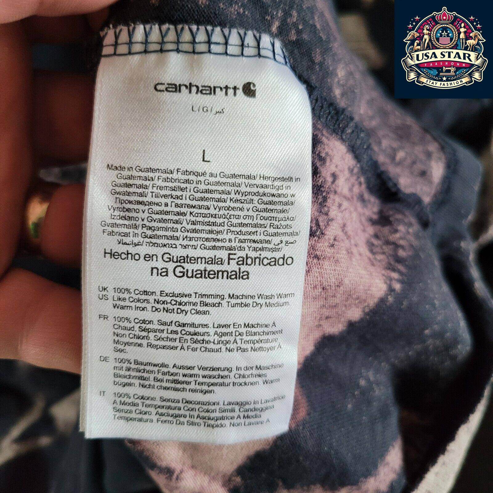 Vintage Carhartt Tie - Dye T-Shirt Navy Blue | Size L | Front Pocket Logo - USASTARFASHION