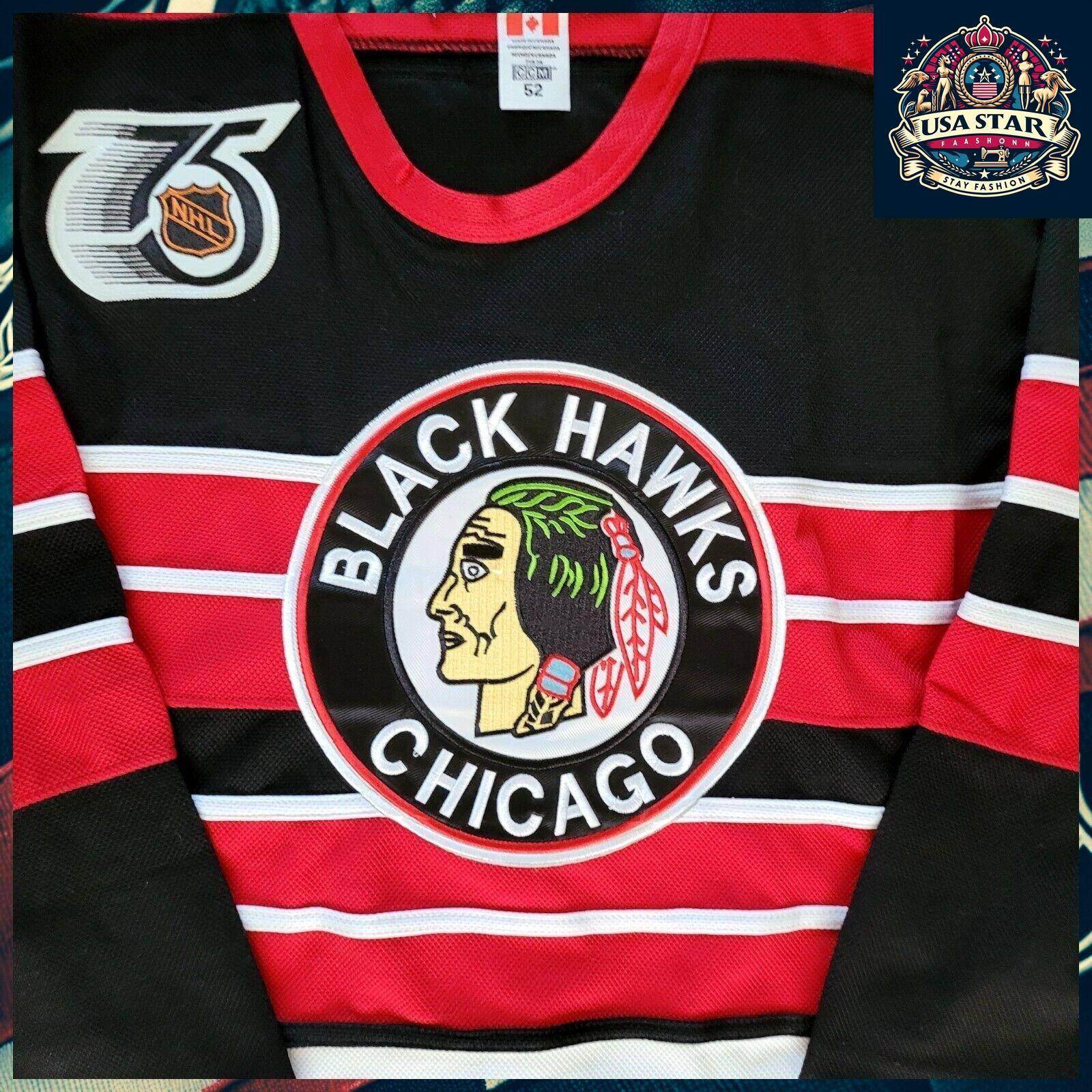 Vintage CCM Chicago Blackhawks Bill Mosienko 8 Hockey Jersey Size 52 - USASTARFASHION