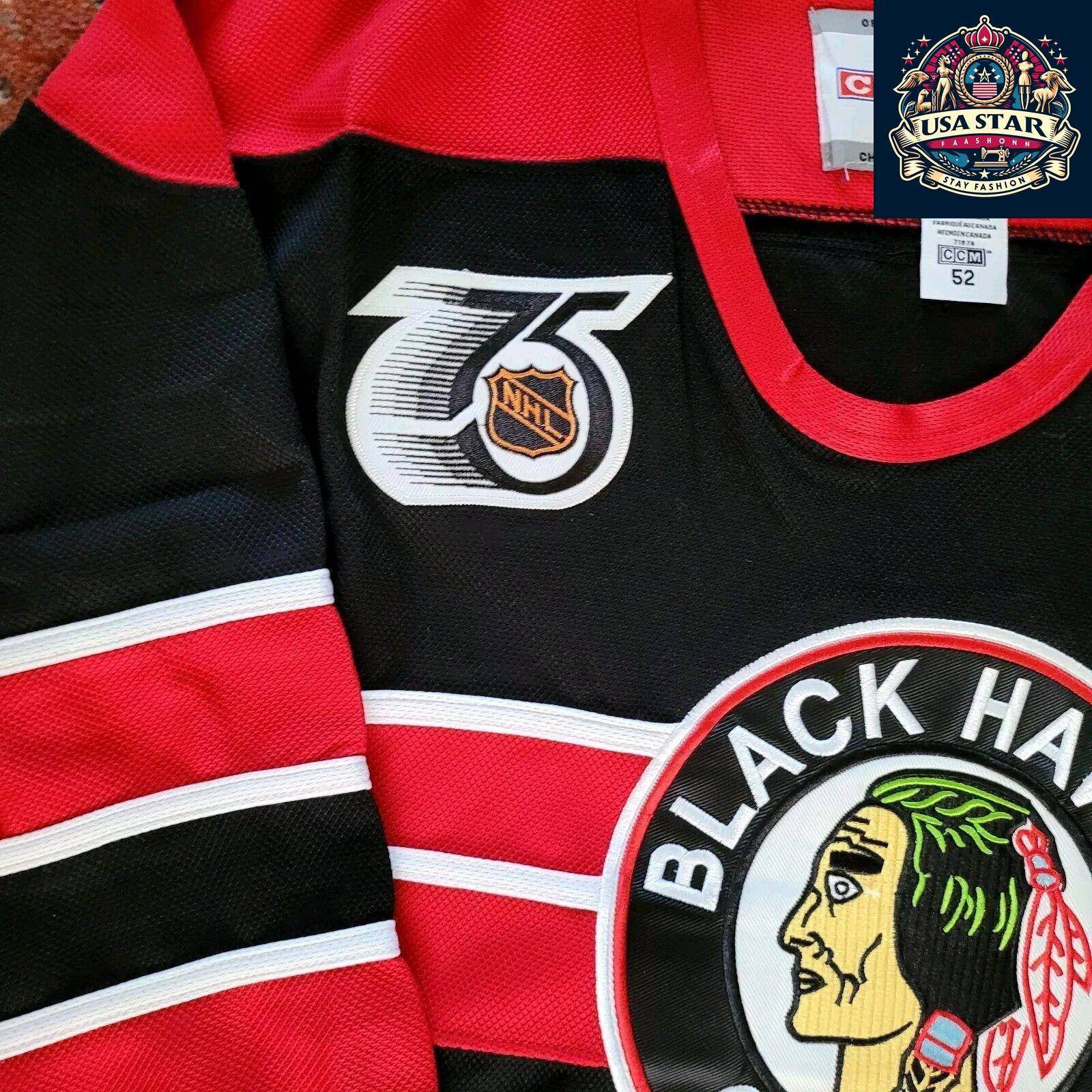 Vintage CCM Chicago Blackhawks Bill Mosienko 8 Hockey Jersey Size 52 - USASTARFASHION