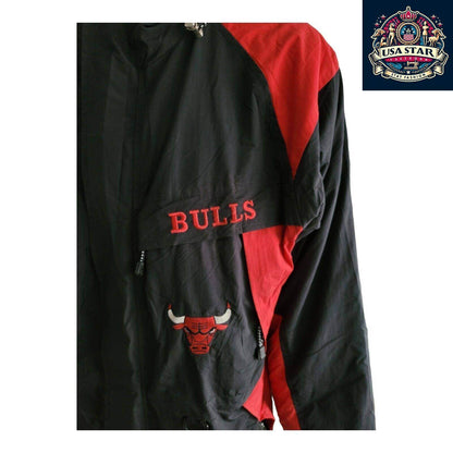 Vintage Champion Chicago Bulls Full - Zip Jacket Size L with Pockets and Embroidered Badges - USASTARFASHION
