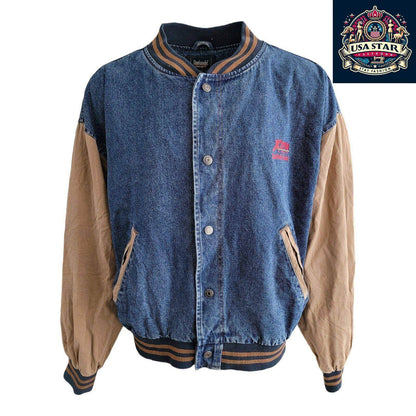 Vintage Dunbrooke Varsity Jacket 80s Bomber USA Cotton Blue Snap XXL - USASTARFASHION